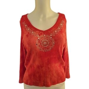Suzie in the city shirt red M fits marked xl